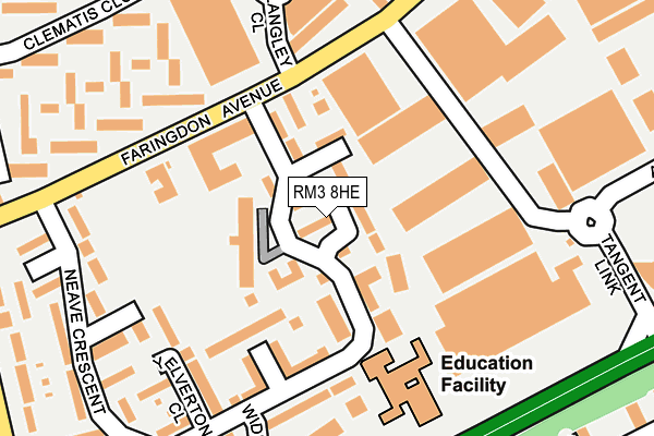 RM3 8HE map - OS OpenMap – Local (Ordnance Survey)