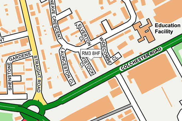 RM3 8HF map - OS OpenMap – Local (Ordnance Survey)