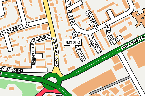 RM3 8HQ map - OS OpenMap – Local (Ordnance Survey)