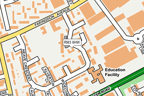 RM3 8HW map - OS OpenMap – Local (Ordnance Survey)