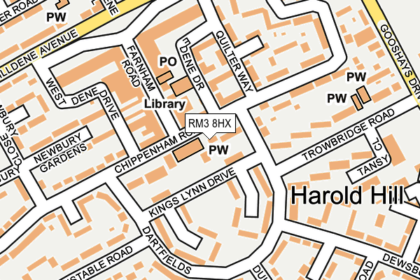 RM3 8HX map - OS OpenMap – Local (Ordnance Survey)
