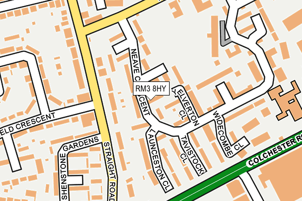 RM3 8HY map - OS OpenMap – Local (Ordnance Survey)