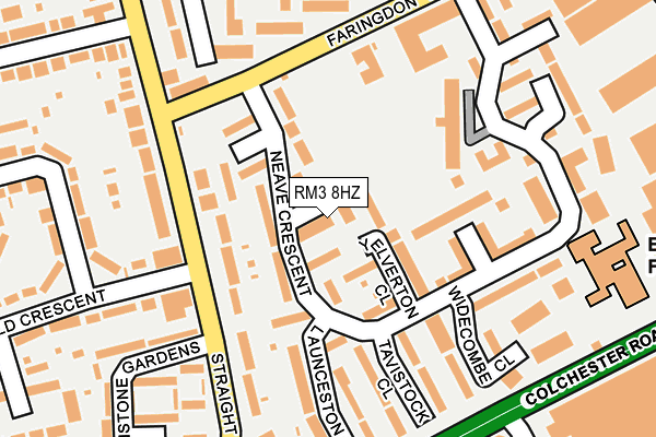 RM3 8HZ map - OS OpenMap – Local (Ordnance Survey)