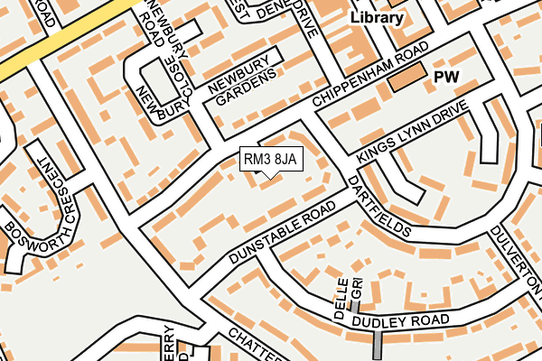 RM3 8JA map - OS OpenMap – Local (Ordnance Survey)