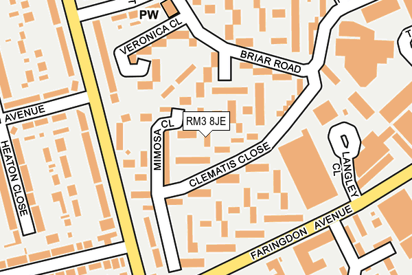 RM3 8JE map - OS OpenMap – Local (Ordnance Survey)