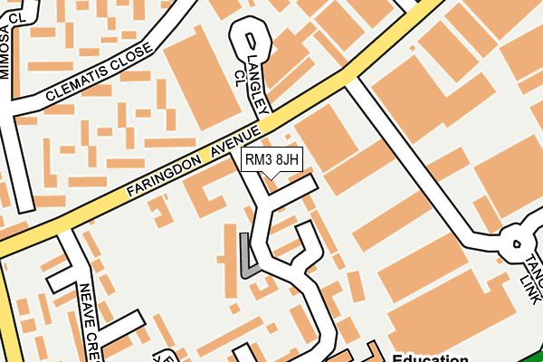 RM3 8JH map - OS OpenMap – Local (Ordnance Survey)