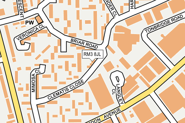 RM3 8JL map - OS OpenMap – Local (Ordnance Survey)