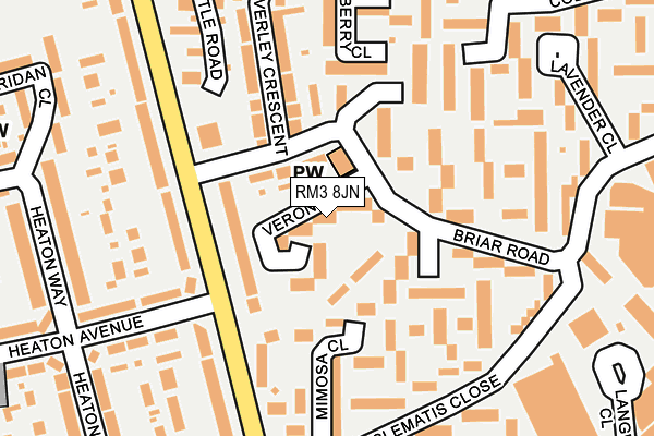 RM3 8JN map - OS OpenMap – Local (Ordnance Survey)