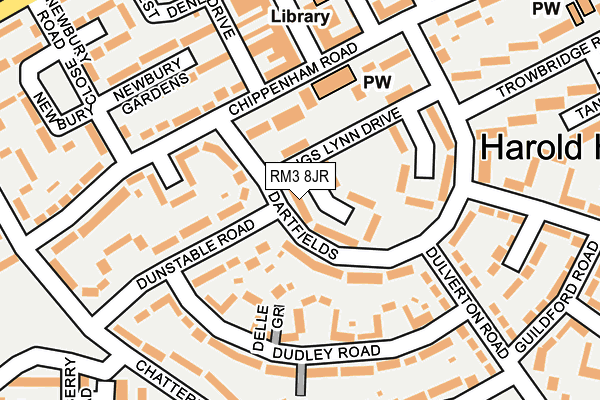 RM3 8JR map - OS OpenMap – Local (Ordnance Survey)
