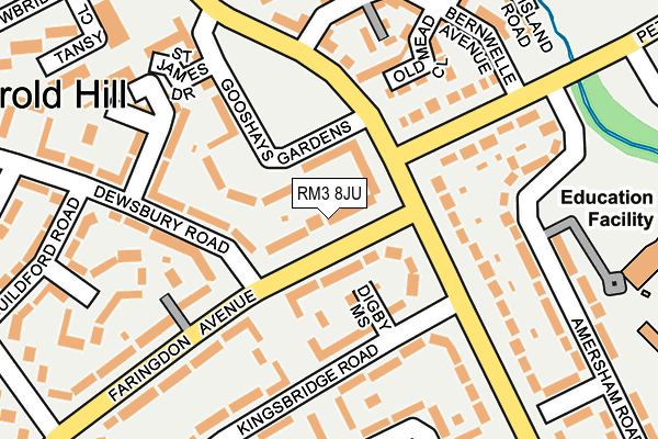 RM3 8JU map - OS OpenMap – Local (Ordnance Survey)