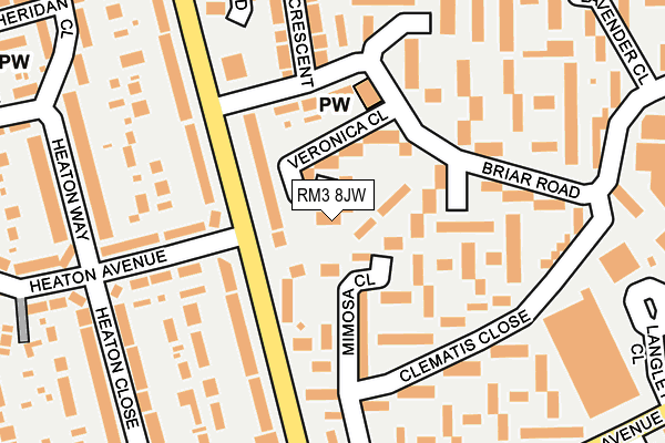 RM3 8JW map - OS OpenMap – Local (Ordnance Survey)
