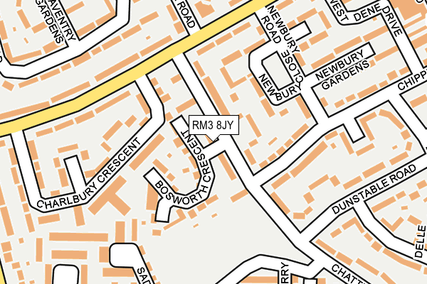 RM3 8JY map - OS OpenMap – Local (Ordnance Survey)