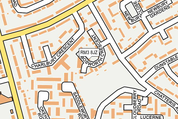 RM3 8JZ map - OS OpenMap – Local (Ordnance Survey)