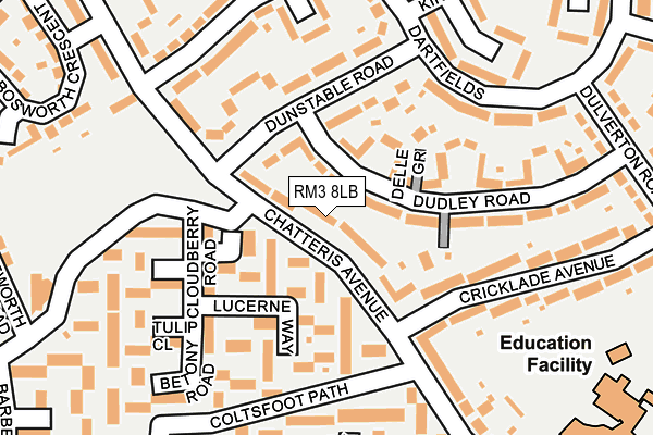 RM3 8LB map - OS OpenMap – Local (Ordnance Survey)