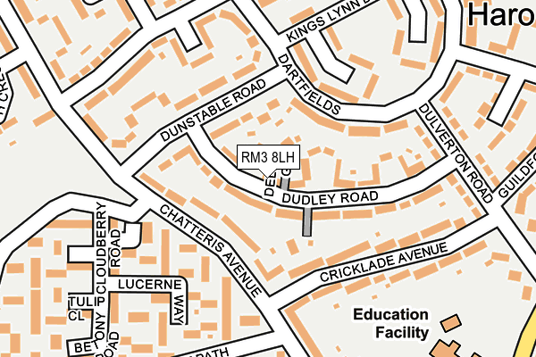 RM3 8LH map - OS OpenMap – Local (Ordnance Survey)