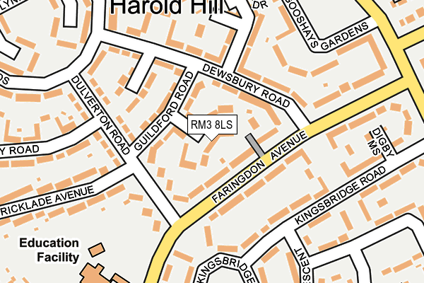 RM3 8LS map - OS OpenMap – Local (Ordnance Survey)