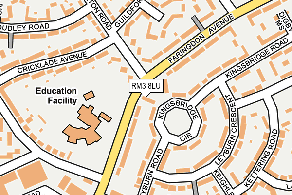 RM3 8LU map - OS OpenMap – Local (Ordnance Survey)