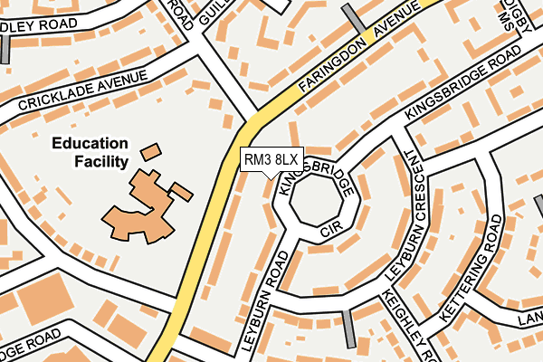RM3 8LX map - OS OpenMap – Local (Ordnance Survey)