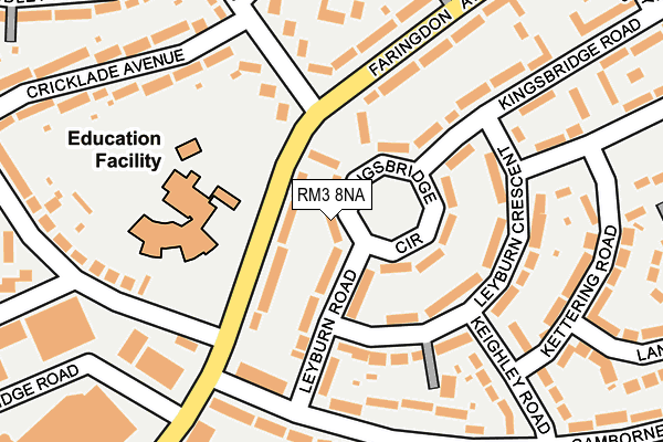 RM3 8NA map - OS OpenMap – Local (Ordnance Survey)