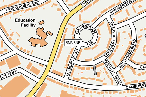 RM3 8NB map - OS OpenMap – Local (Ordnance Survey)