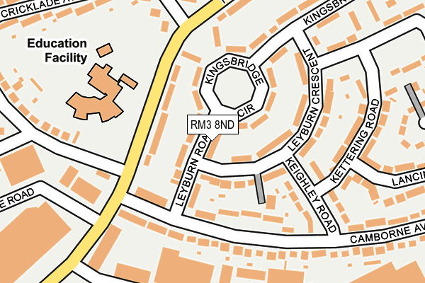 RM3 8ND map - OS OpenMap – Local (Ordnance Survey)