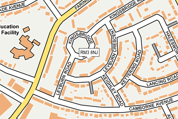 RM3 8NJ map - OS OpenMap – Local (Ordnance Survey)