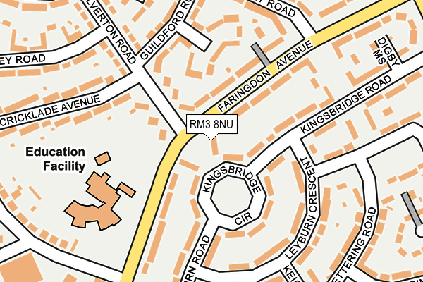 RM3 8NU map - OS OpenMap – Local (Ordnance Survey)