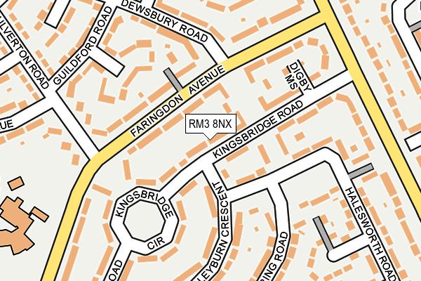 RM3 8NX map - OS OpenMap – Local (Ordnance Survey)