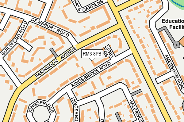 RM3 8PB map - OS OpenMap – Local (Ordnance Survey)