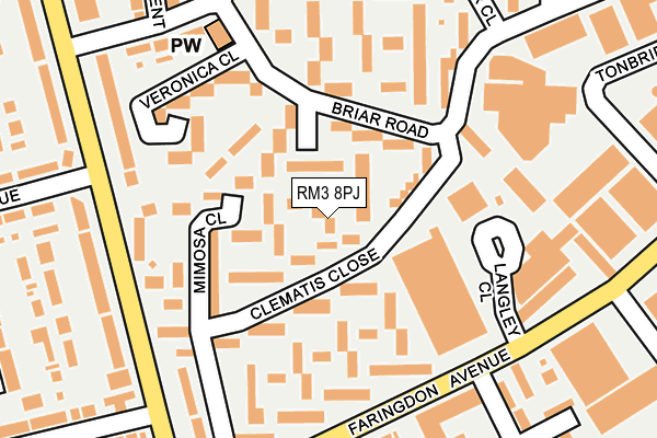 RM3 8PJ map - OS OpenMap – Local (Ordnance Survey)