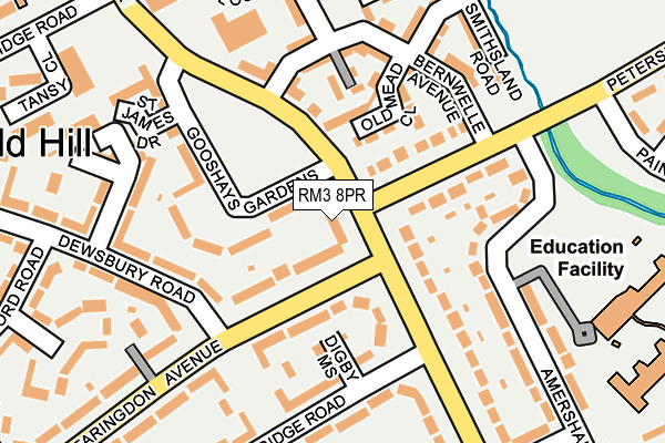 RM3 8PR map - OS OpenMap – Local (Ordnance Survey)
