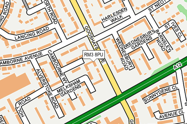 RM3 8PU map - OS OpenMap – Local (Ordnance Survey)