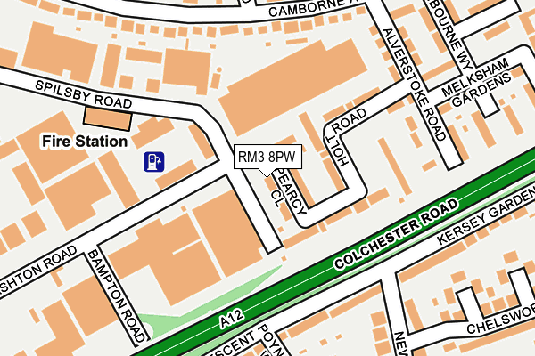 RM3 8PW map - OS OpenMap – Local (Ordnance Survey)