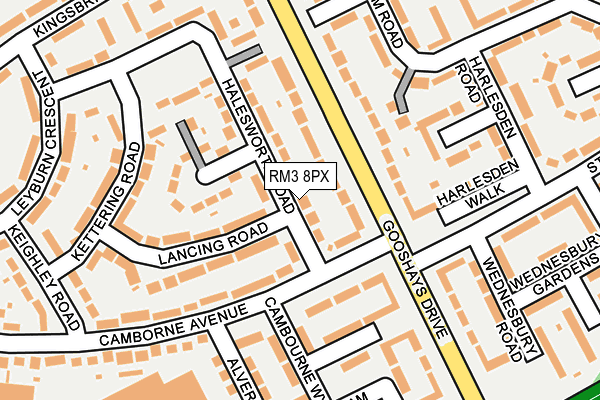 RM3 8PX map - OS OpenMap – Local (Ordnance Survey)