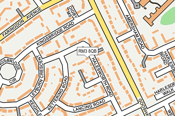 RM3 8QB map - OS OpenMap – Local (Ordnance Survey)