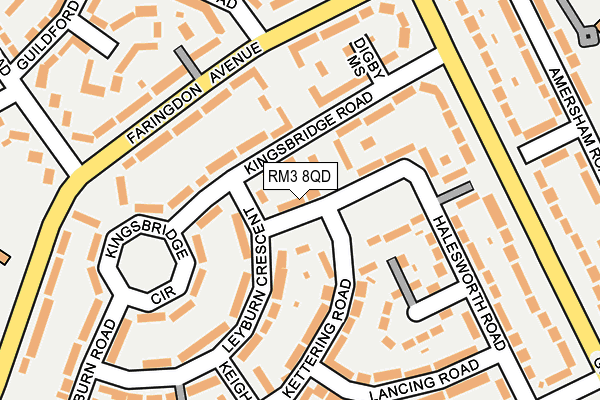 RM3 8QD map - OS OpenMap – Local (Ordnance Survey)