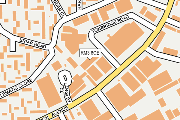 RM3 8QE map - OS OpenMap – Local (Ordnance Survey)