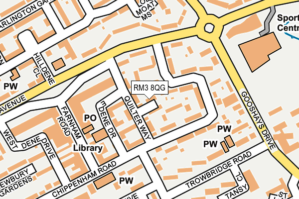 RM3 8QG map - OS OpenMap – Local (Ordnance Survey)