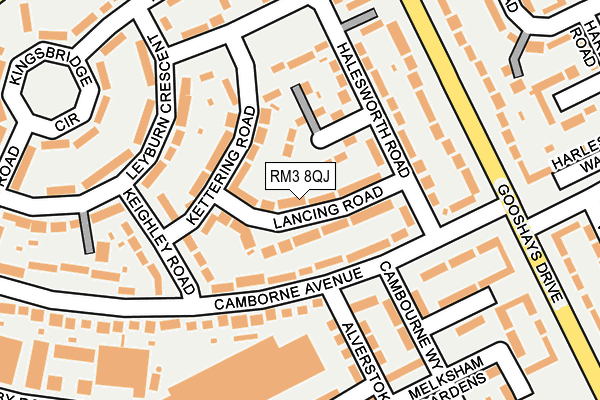 RM3 8QJ map - OS OpenMap – Local (Ordnance Survey)