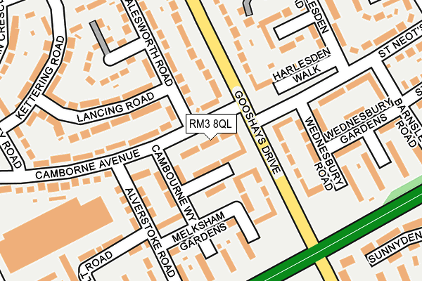 RM3 8QL map - OS OpenMap – Local (Ordnance Survey)