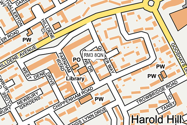 RM3 8QN map - OS OpenMap – Local (Ordnance Survey)