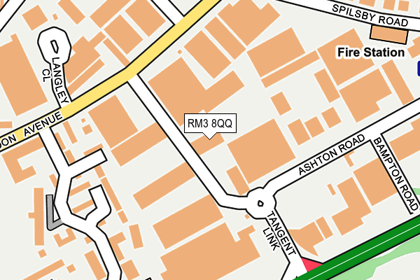 RM3 8QQ map - OS OpenMap – Local (Ordnance Survey)