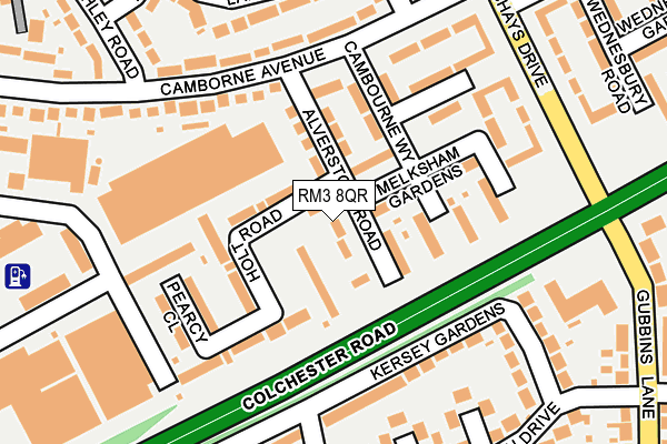 RM3 8QR map - OS OpenMap – Local (Ordnance Survey)