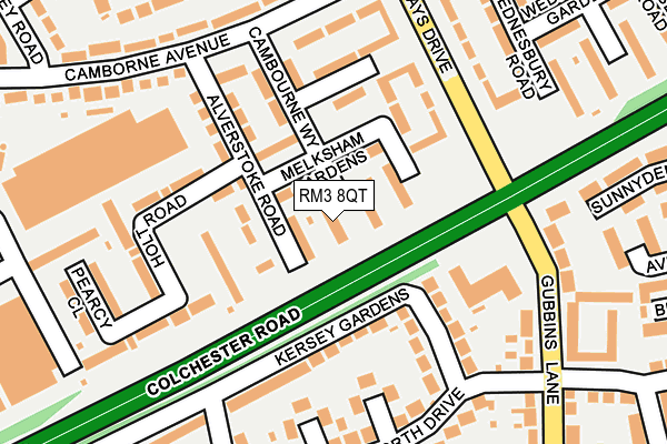 RM3 8QT map - OS OpenMap – Local (Ordnance Survey)