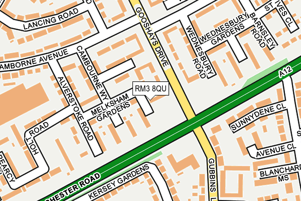 RM3 8QU map - OS OpenMap – Local (Ordnance Survey)