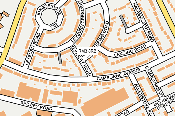 RM3 8RB map - OS OpenMap – Local (Ordnance Survey)