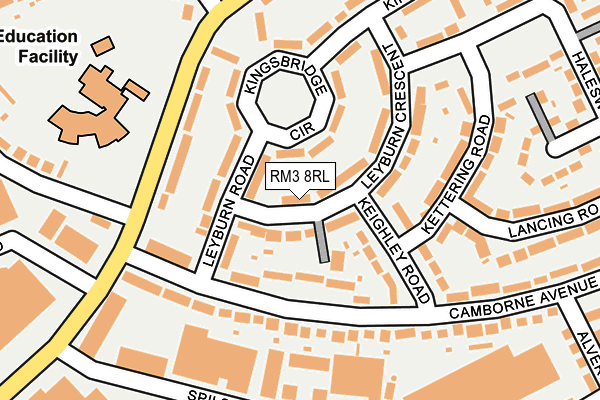 RM3 8RL map - OS OpenMap – Local (Ordnance Survey)