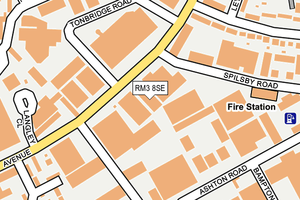 RM3 8SE map - OS OpenMap – Local (Ordnance Survey)