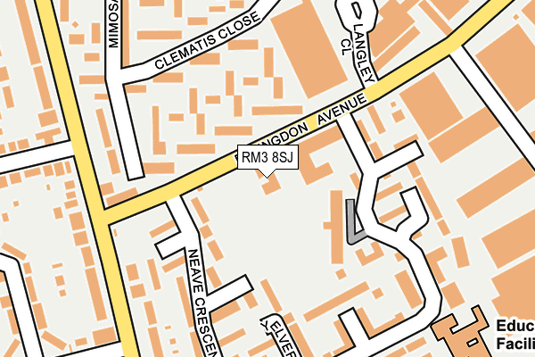 RM3 8SJ map - OS OpenMap – Local (Ordnance Survey)