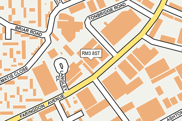 RM3 8ST map - OS OpenMap – Local (Ordnance Survey)